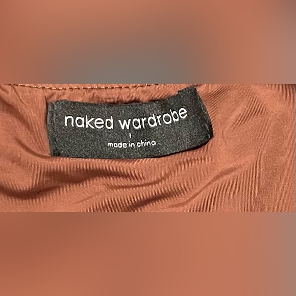 Naked Wardrobe Brown Faux Leather Halter Top Size L Large - Picture 5 of 6